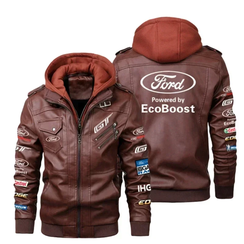 Новый бомбер Ford Mustang Rally с логотипом мужские кожаные куртки осенняя повседневная