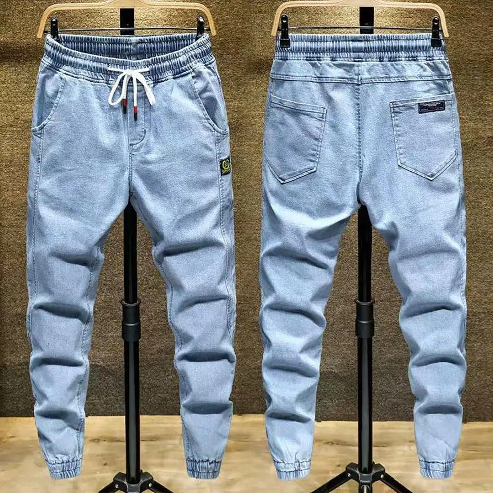 

Stylish Men Cargo Pants Spring Autumn Men Denim Pants Drawstring High Waist Ankle Tied Harem Pants Dressing