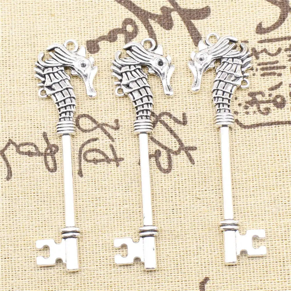 

Key Charms Wholesale Pendant For Jewelri Accesori 20X72mm Antique Silver Color 3 Piece
