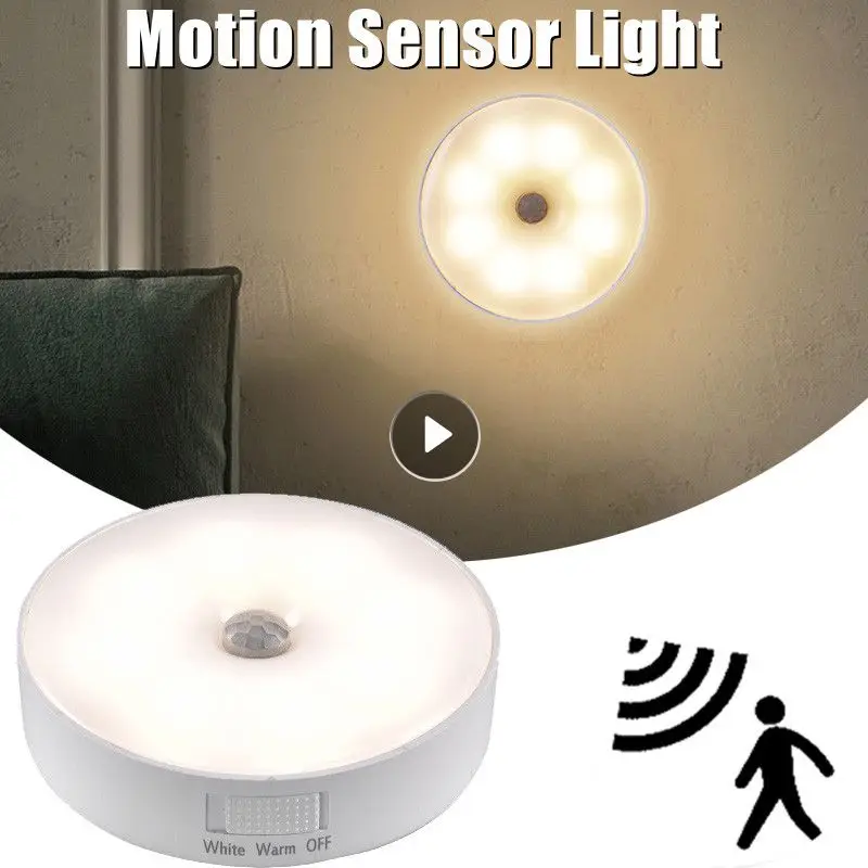 

1PC Auto Motion Sensor Light LED Nightlights USB Chargeable Night Lamp Wall Lamp For Bedroom Hallway Cabinet Closet Lights