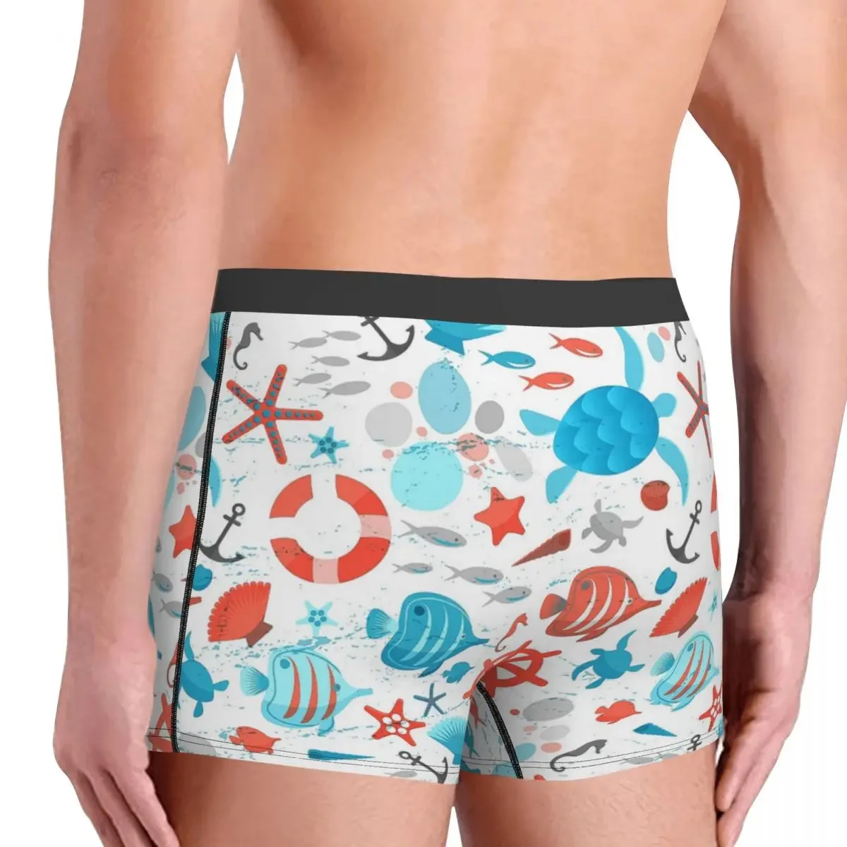Трусы мужские с рисунком черепахи и рыб умные мягкие свободные брифы животными