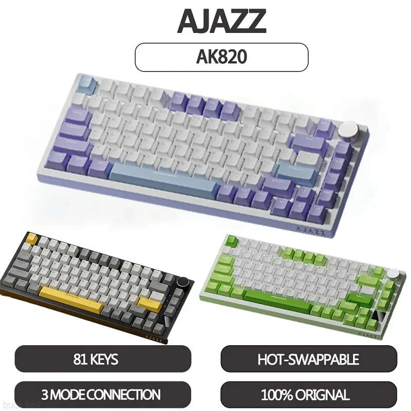 

Клавиатура Ajazz AK820 игровая механическая, 3 режима, USB/2,4 ГГц/Bluetooth