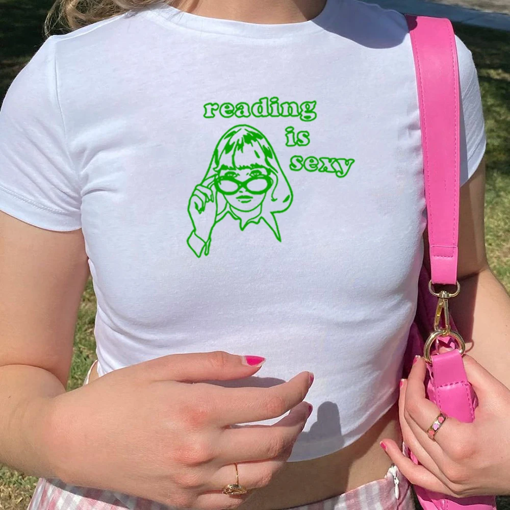 

Reading Is Sexy Cropped Tops for Women Rory Gilmore T Shirt Fashion Y2k Clothes Aesthetic Vintage Baby Tee Gothic Clothes Femme
