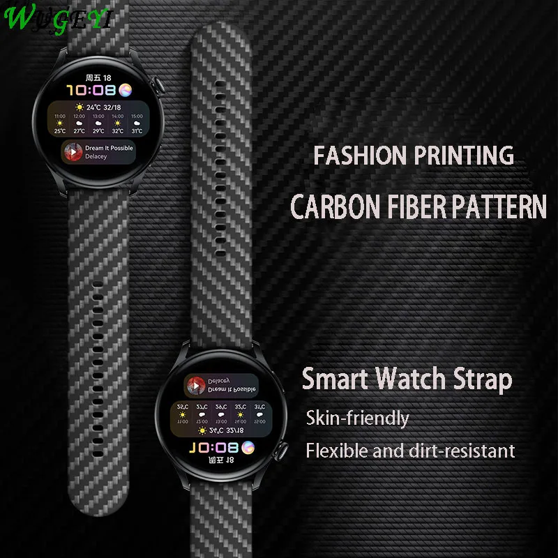 

Carbon Fiber Pattern Strap For Samsung Watch 3 41mm 45mm Watchstrap for Samsung Watch Active 2 40mm 44mm Replacement Wristband