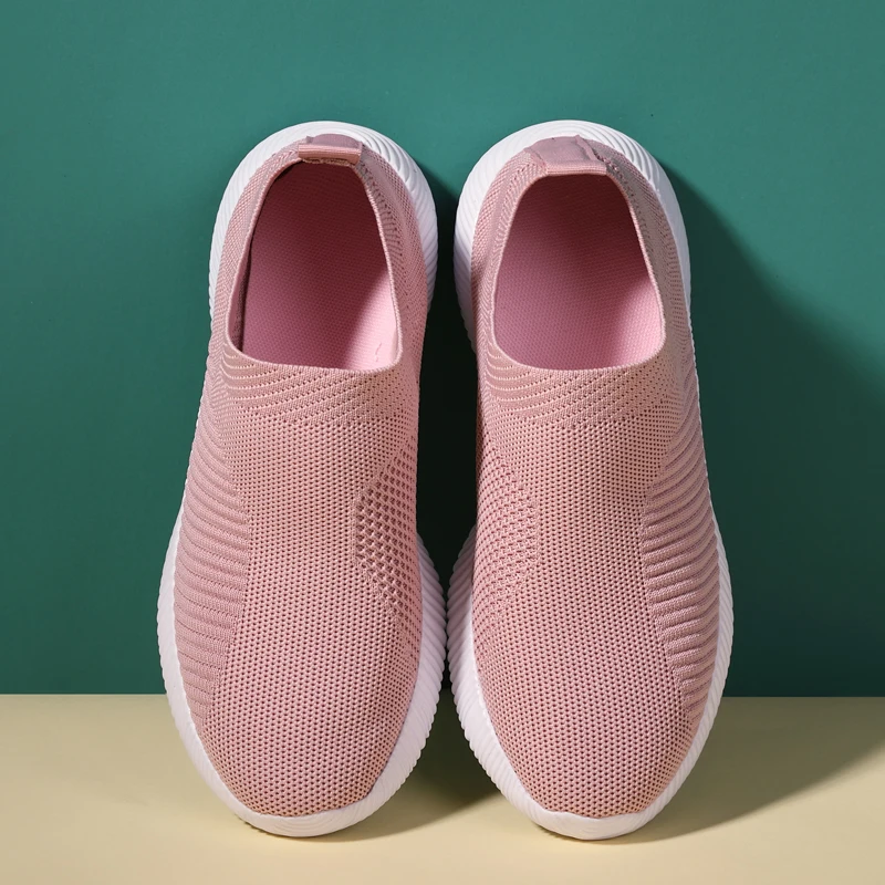 Women Shoes Knitting Sock Sneakers Women Spring Summer Slip On Flat Shoes Women Plus Size Loafers Flats Walking krasovki Famela