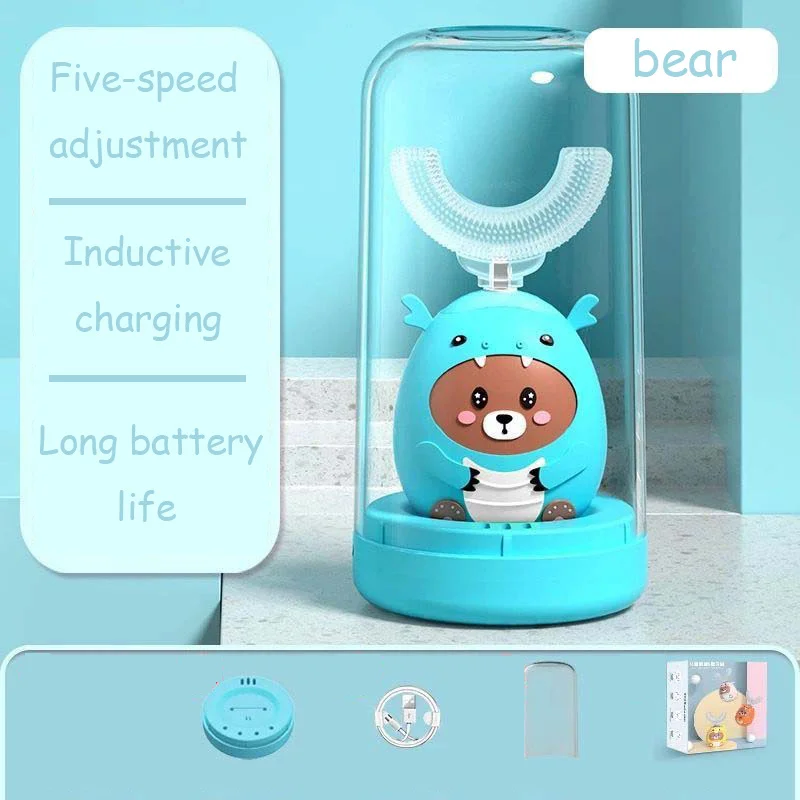 

Automatic Electronic Child Baby Silicone Ultra Sonic Smart U-Shaped 360 Degree Children U Shape Kids Electric Toothbrush For Kid