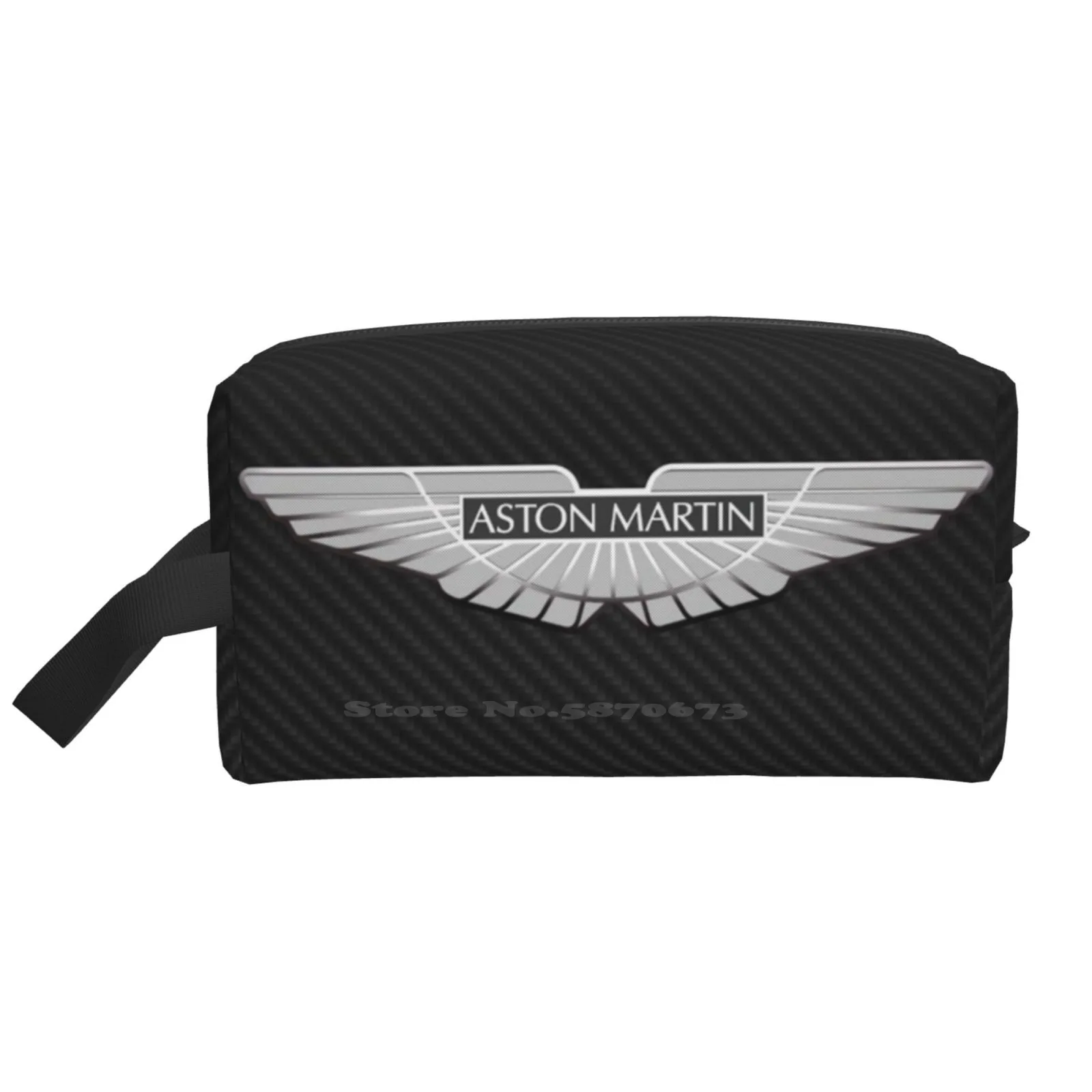

Aston Martin Logo On Carbon Background Storge Bag Data Cable Travel Bathroom Pen Bags Formula Retro Circuit Williams Senna