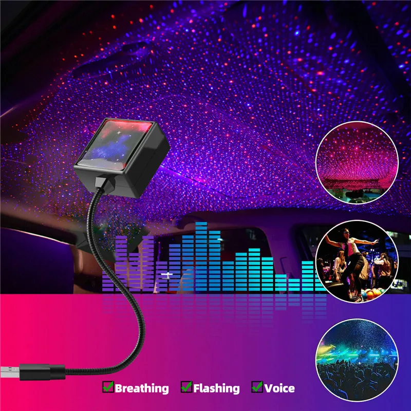 

USB Car Interior Roof Atmosphere Starrry Sky Lamp LED Projector Star Night Light