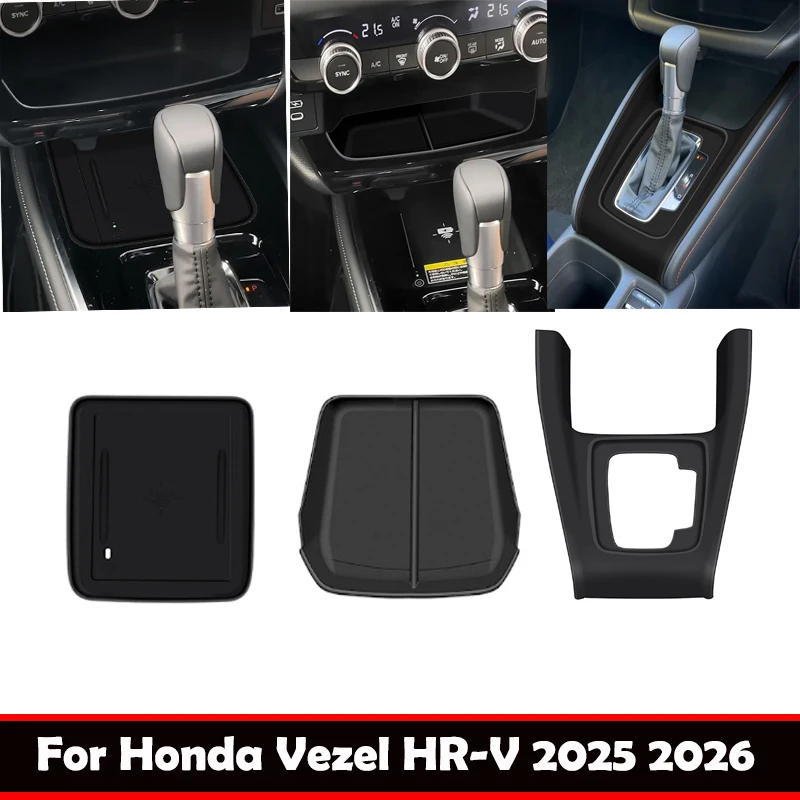 

RHD For Honda vezel HR-V HRV 2025 2026 silicone center conlose storage box Wireless charging gear shfit pad Inner Accessories