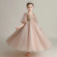 childrens walk show dress short in front and long in back birthday party dance dress host performance dress princess dress