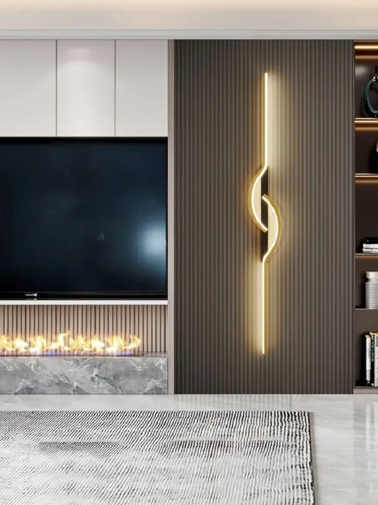 

Настенная лампа золотого цвета с современным дизайном, длинная настенная лампа, простой домашний декор для помещений, ТВ, дивана, задний фон, фотообои для спальни, лестницы