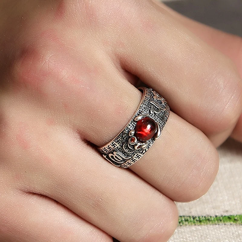 

New Metal Adjustable Rings Pomegranate Little Pixiu Toad Classic Men And Women Lucky Pomegranate Mantra Lucky Vintage Ring