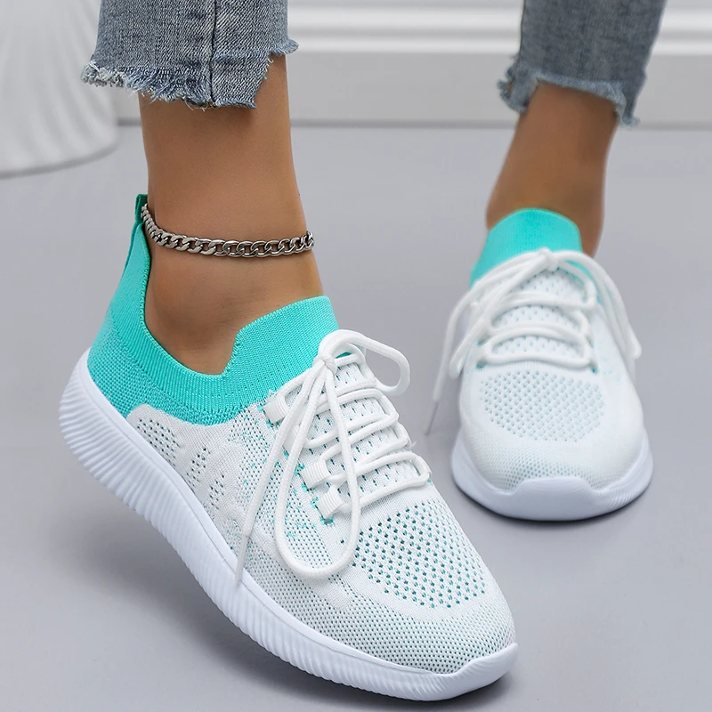 

Sneakers Women Mesh Breathable Travel Footwear Lace-Up Light Flat Single Shoes Casual Tennis Sports Shoes Walk Vulcanized Shoes