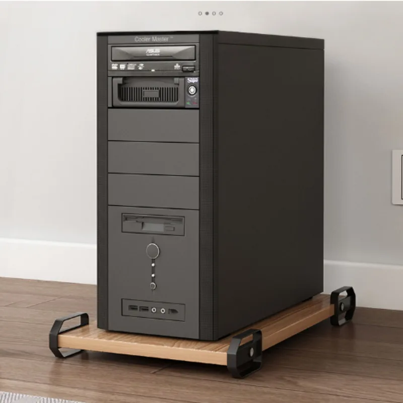 

Computer Host Bracket Organizer Shelf Desktop Mobile Table Under The Wheeled Pulley Plates Stands Chassis Base Wooden Stand