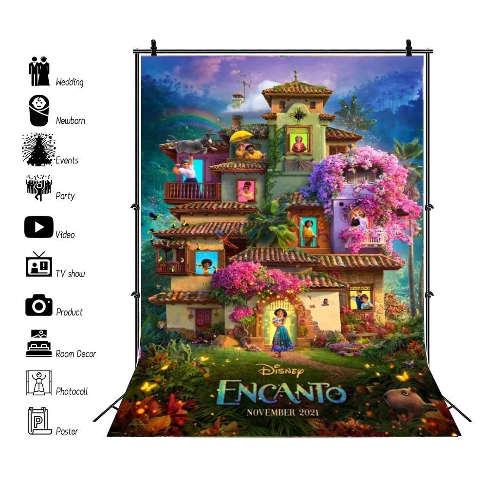 

Disney Encanto Isabela Mirabel Background Baby Birthday Party Decoration Banner Photography Backdrop Photo Studio Personalized