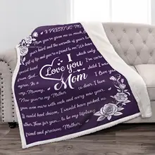 Manta suave y cálida para mamá, regalos para mamá de hija o hijo para cumpleaños, día de la madre, navidad te quiero mamá (púrpura) (2)