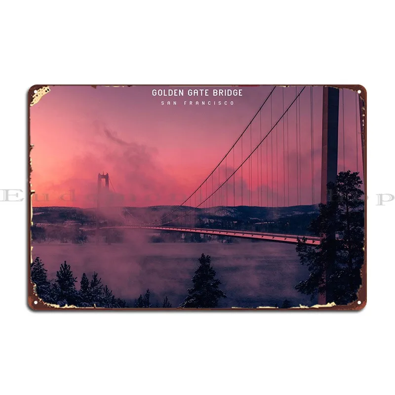 

Золотые ворота мост металлические знаки домашний Декор стены паб индивидуальный гостиная оловянный знак плакат