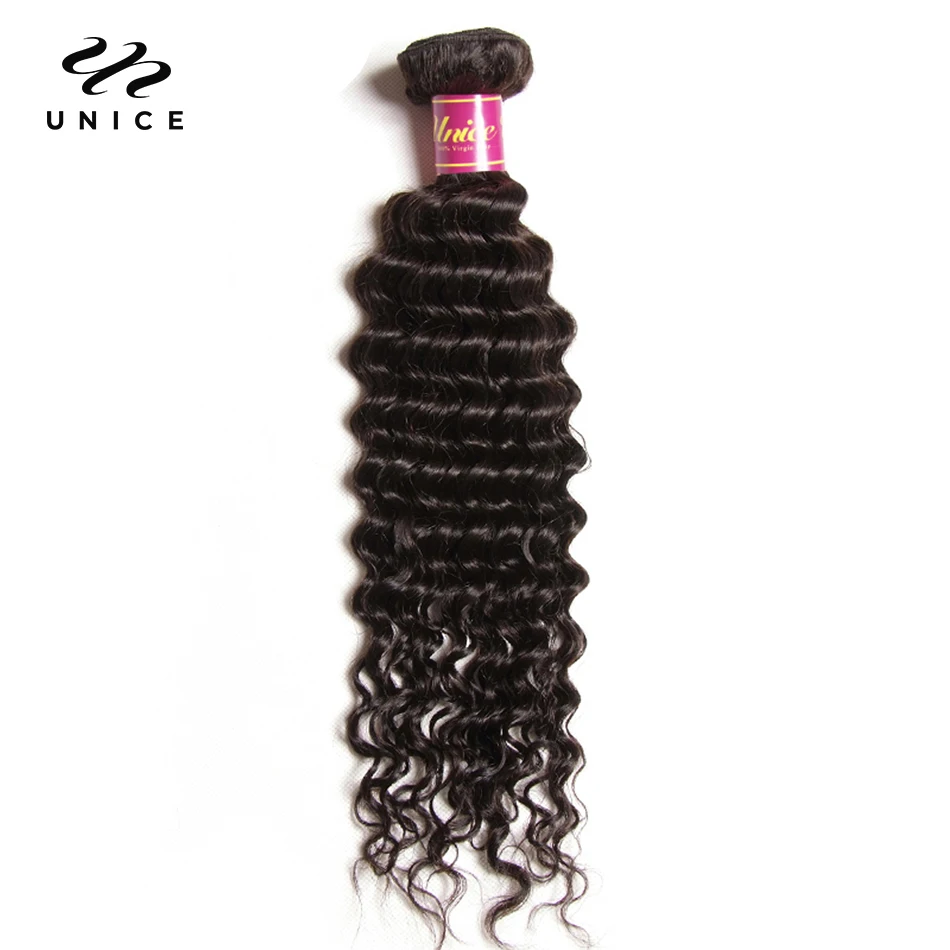 Unice Hair Deep Wave Hair Bundles 1 Piece 100% Human Hair Extension 8-26 Inch Remy Hair Weave Bundles