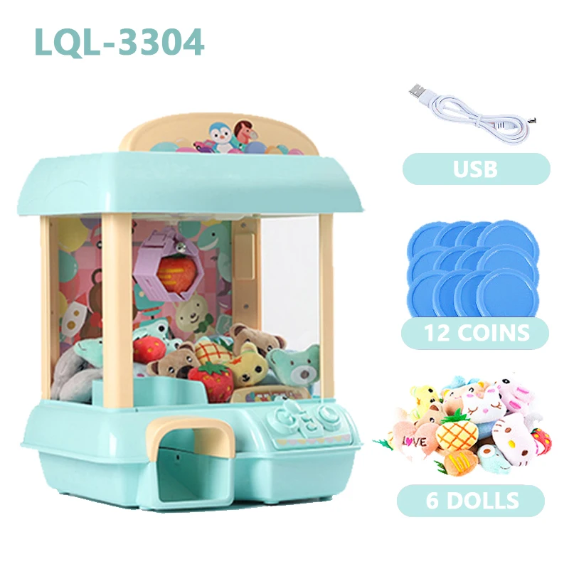 Clip Doll Claw Machine Kids Toys Coin Operated DIY Mini Doll Grabber Claw Arcade Crane Machine Portable Board Game Girls Gifts