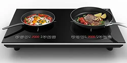 

Double Induction Cooktop, 4000W Countertop Burner Hot Plate LCD Sensor Touch Energy-Saving Portable Induction Cooktops 2 Burner