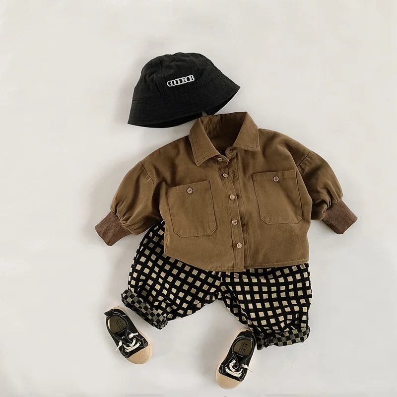 

Детская рубашка на пуговицах, с длинным рукавом