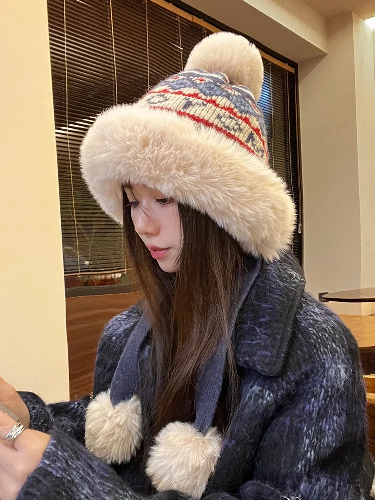 Корейская шапка Sle Lei Feng женская осенне-зимняя утолщенная шапка-ушанка теплая