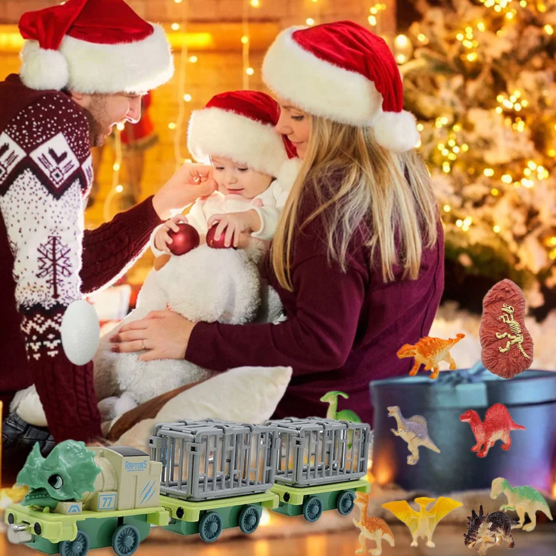 Сюрприз рождественский подарок грузовики-транспортеры динозавров для детей 24