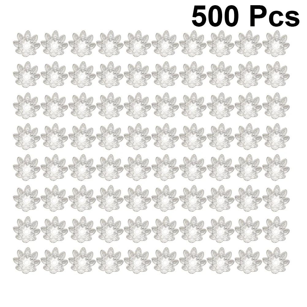 

500PCS 10MM DIY Accessories Material Eight Pentals Beads Flower Caps Pendant Hollow Spacer End Caps Jewelry Findings (Silver)