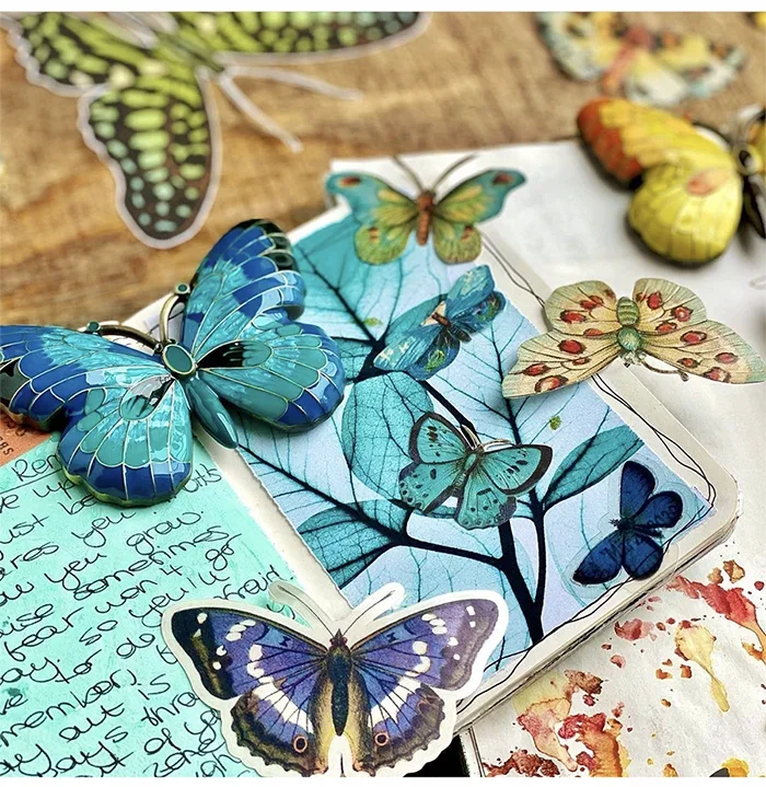 

Vintage Butterfly Enamel Metal Page Holder Clip Journal Notebook Decoration Cute Bookmark Planner Accessories