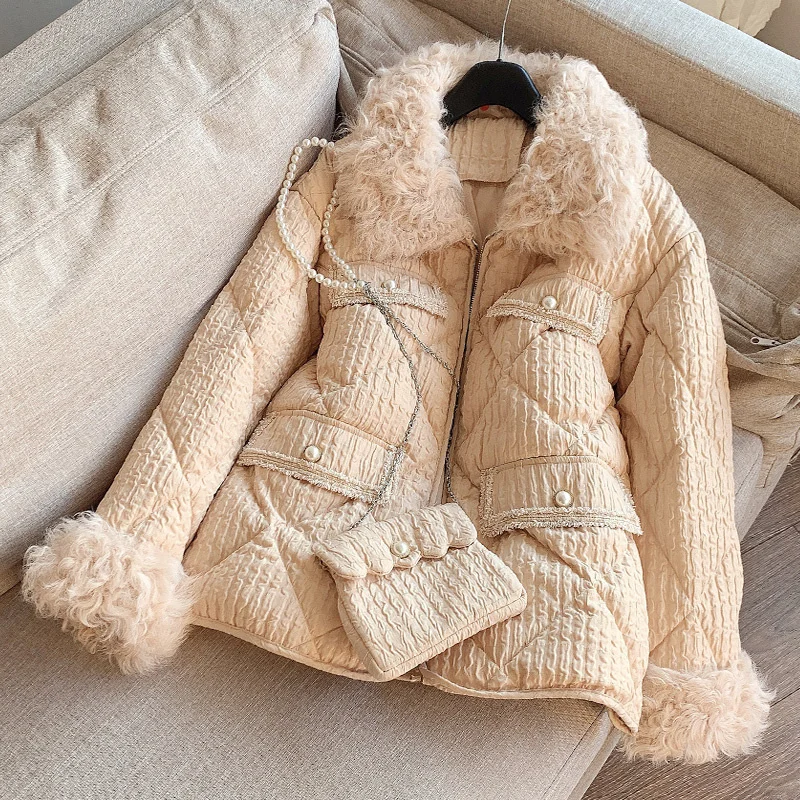 

Young Brand Tidal Beach Wool Collar Small Xiangfeng Short Bag Slim Down Coat P2BY21801
