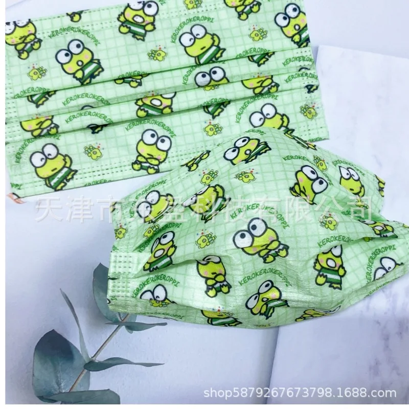 

50Pcs Kawaii Anime Cartoon Keroppi Hasunoue Mask Disposable Protective Three Layers Face Mask Dust Mask Boy Girl Gift No Box