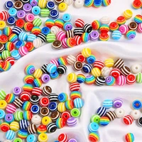 miaochi 6mm 8mm 10mm 20mm mixed round charm stripe resin ball spacer beads jewelry making diy