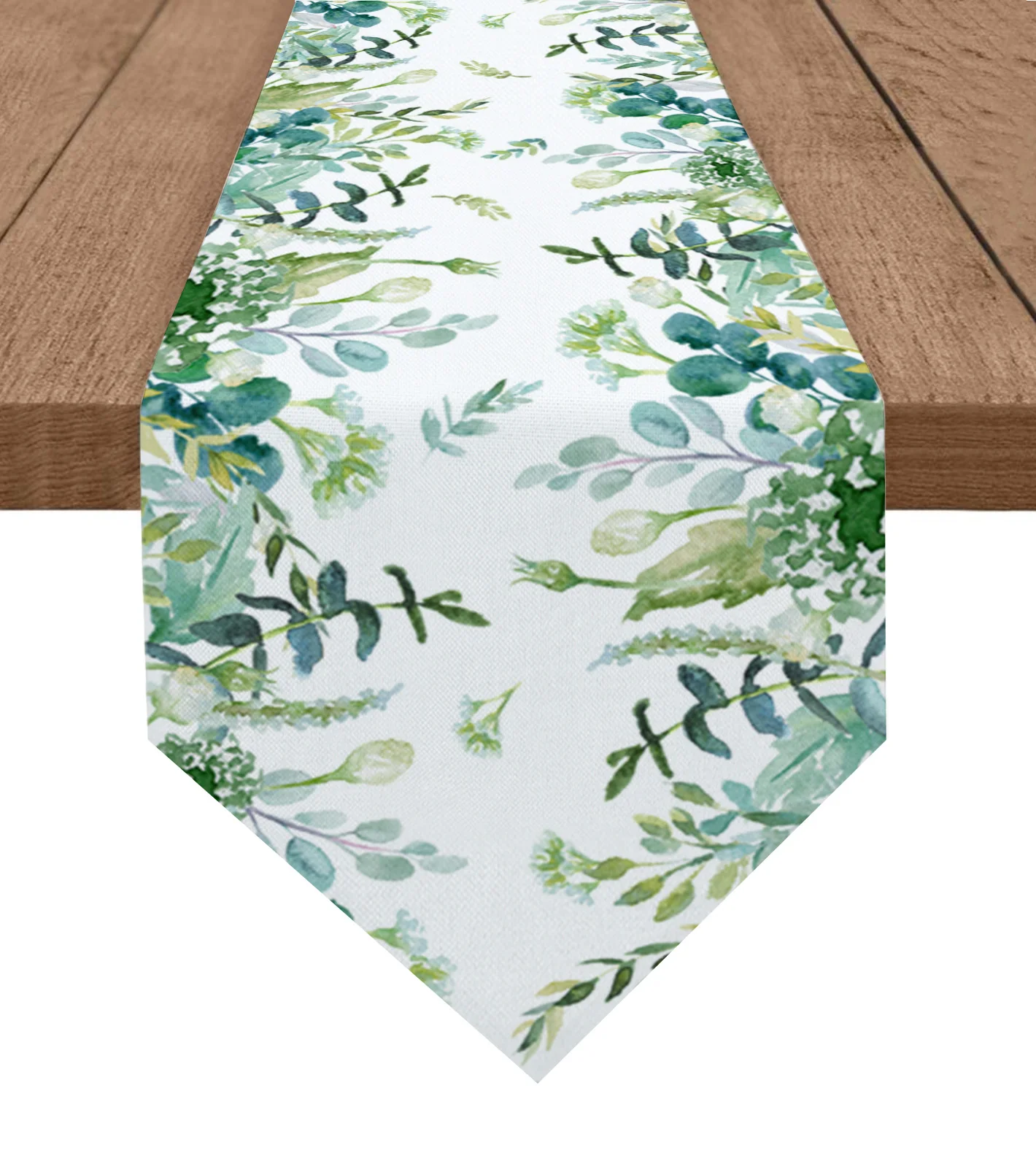 

Watercolor Eucalyptus Leaves Farm Table Runner Wedding Party Dining Table Runner Placemat Home Kitchen Table Decor