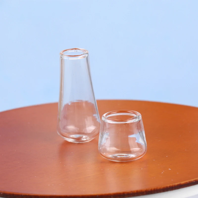 1:12 Dollhouse Mini Glass Bottle Water Cup Vase Tiny Jar Vials Kitchen Decor Toy