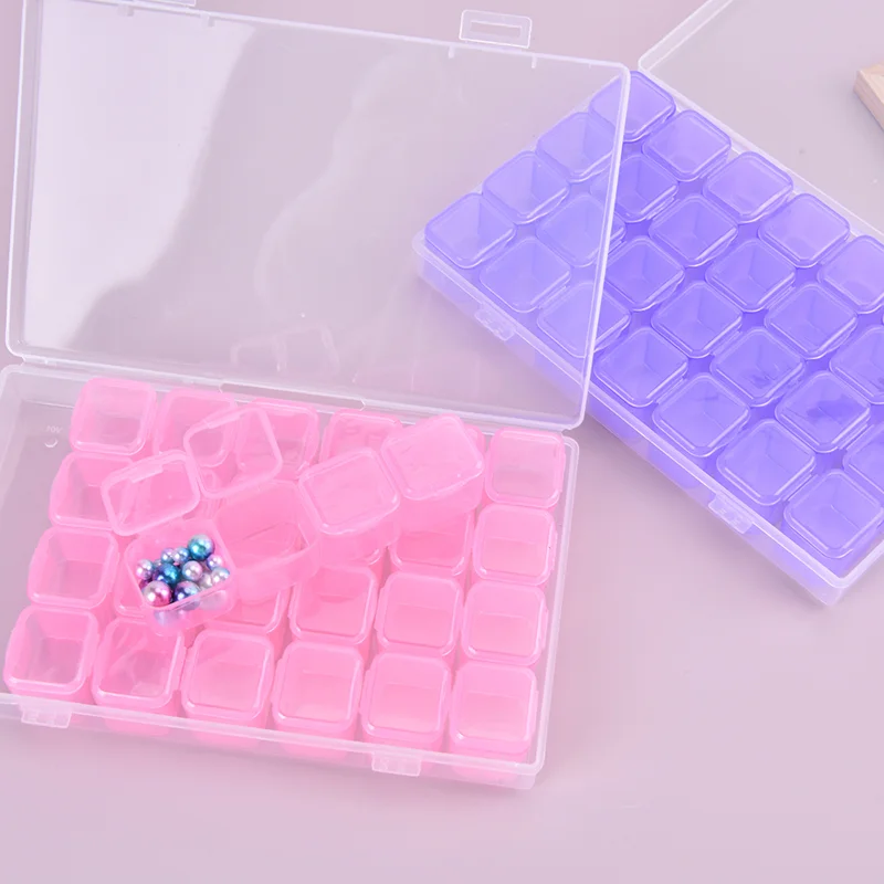 

28 Grid Nail Art Storage Box Transparent Nail Art Flash Rhinestone Storage Box Nail Decoration Display Container Storage Box