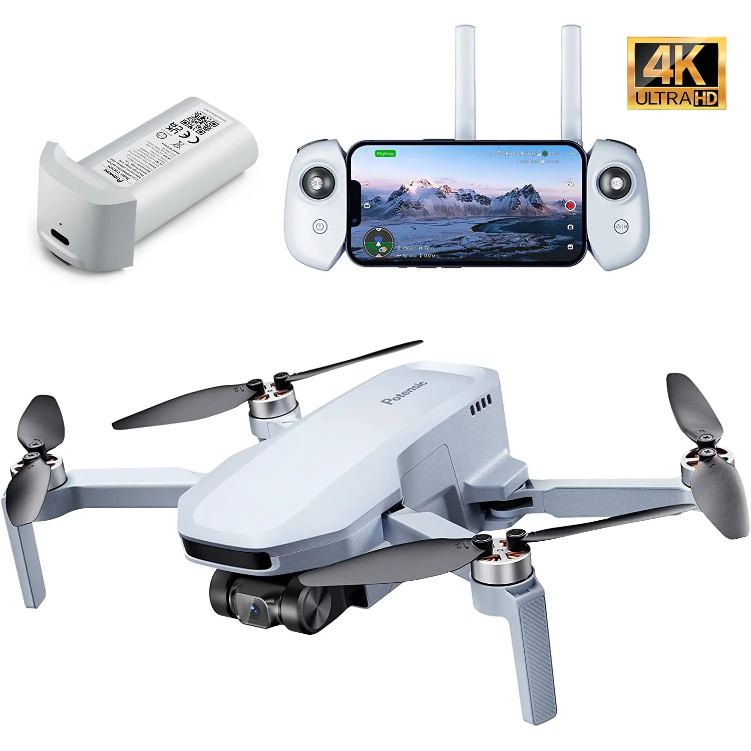 

Potensic 4K Camera Drone Professional GPS Mini Drones Follow Me RC Quadcopter Headless Helicopter Circle Fly Drone Toy for Kids