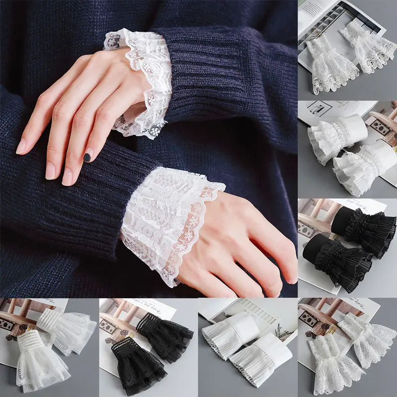 

Three Dimensional Lace Cuff Women Fake Sleeve Gloves Scar Cover Elbow Sleeve Female Clothing Decoration Arm Cover Sun Protection