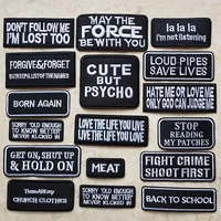 black and white english alphabet patches iron on letters embroidery patch for clothing jeans jacket embroidered stickers badges