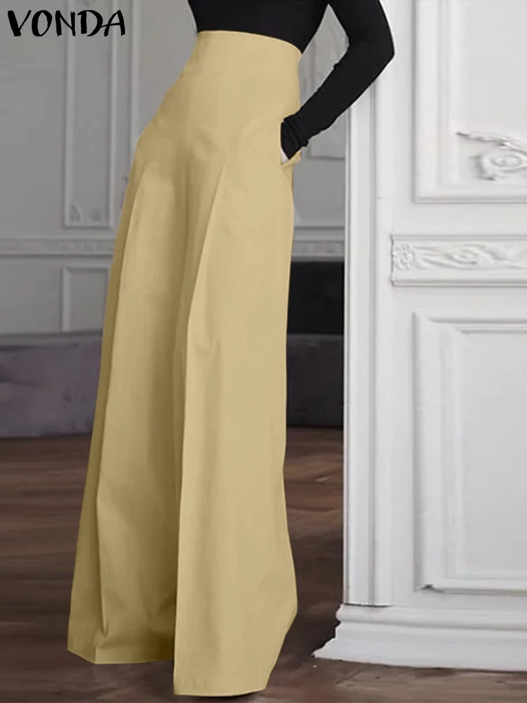 

Модные длинные элегантные праздвечерние чные брюки палаццо VONDA, женские брюки с высокой талией и широкими штанинами, Осенние повседневные о...