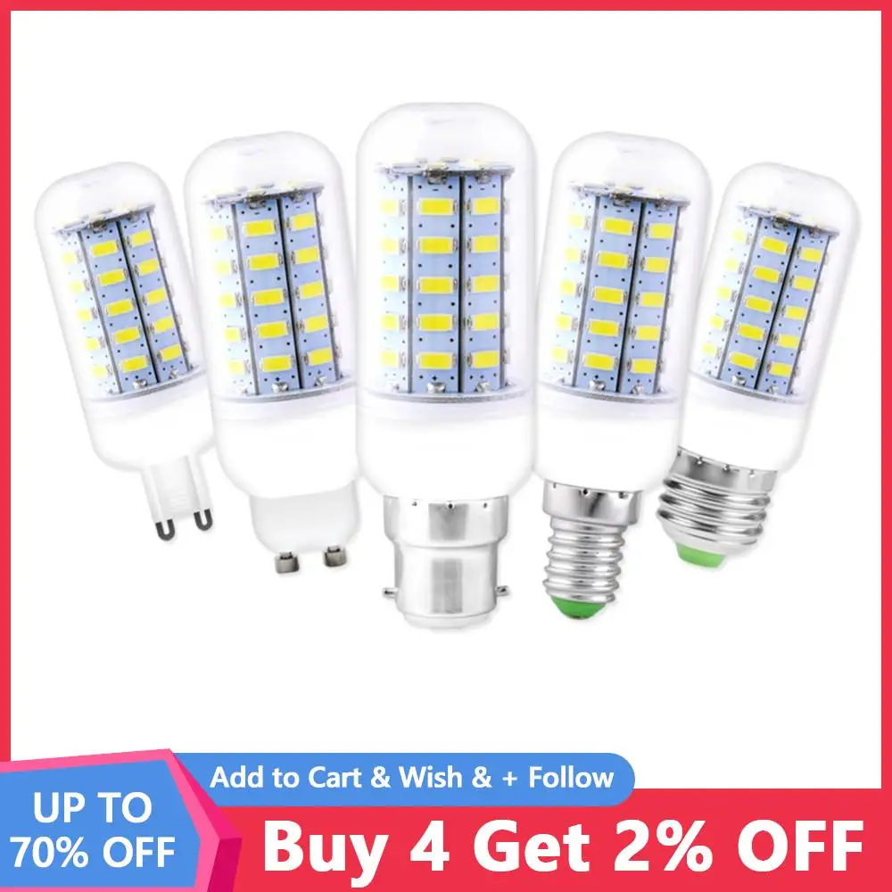 

220V GU10 Lampara E27 24 36 48 56 69 72 Led Candle Light Bulb LED Bulb Corn Lamp Leds E14 Bombilla G9 B22 LED Bulb Home