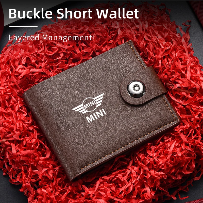 Кожаный кошелек для мужчин и женщин Короткий держатель карт монет подарок MINI Cooper