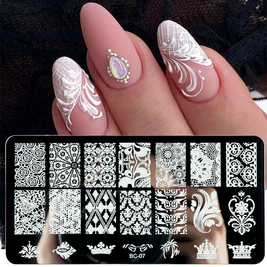 

Nail Stamping Plates Lace Petals Butterfly Mandala Plants Abstract Stamp Nail Art Templates Polish Printing Stencils Polish Mold