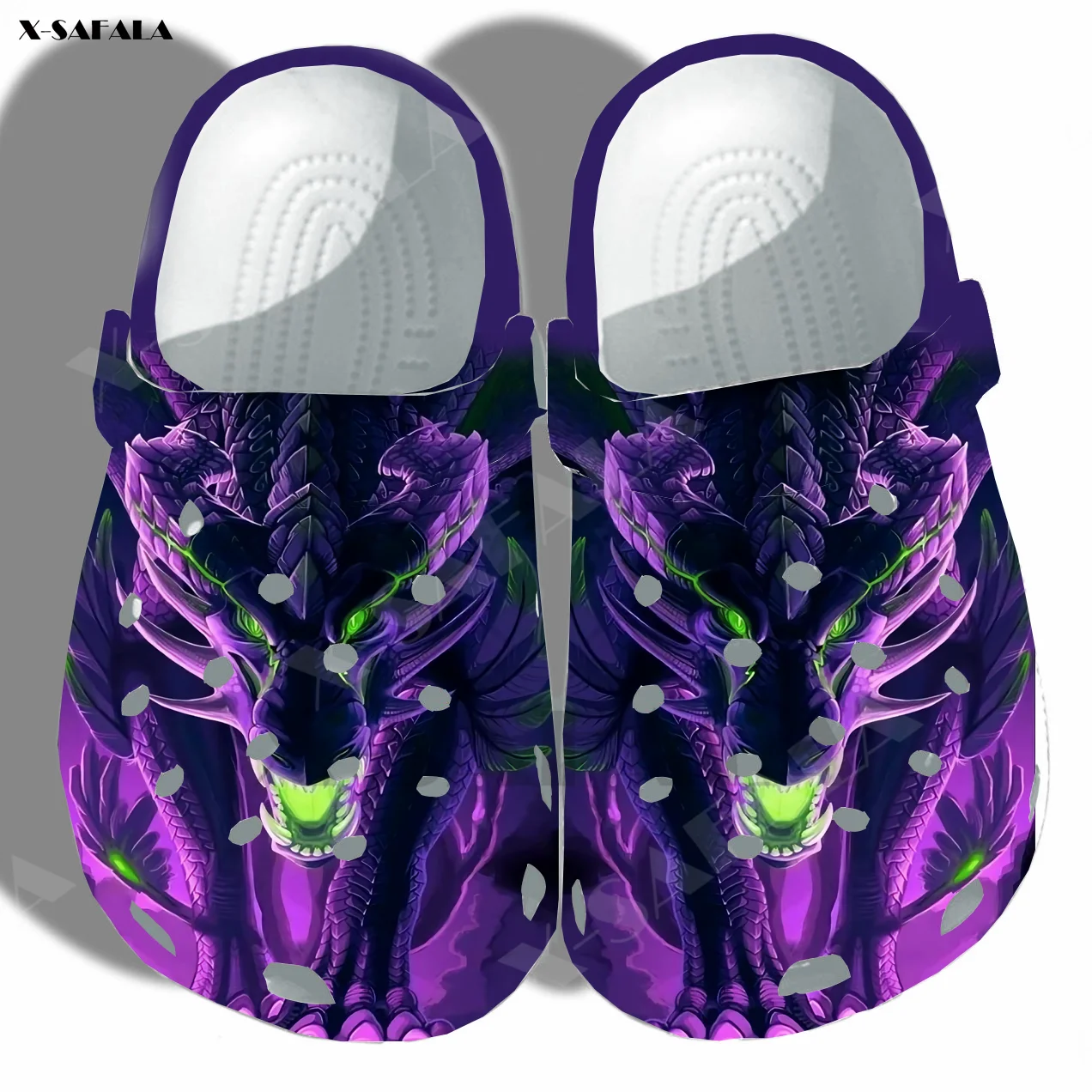 

Amazing Purple Dragon Skull Tiger 3D Print Men Classic Beach Clogs Slippers Shoes Medical EVA Customizable With Charms