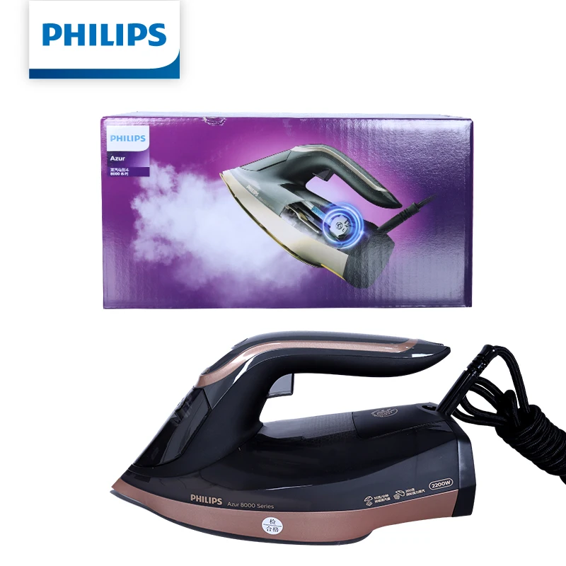 Фото Паровой утюг Philips DST8041 с интеллектуальным контролем температуры, 2200 Вт, мощность пара 260 г/мин, резервуар 350 мл, керамическая подошва, для горизонтального и вертикального глажения №1