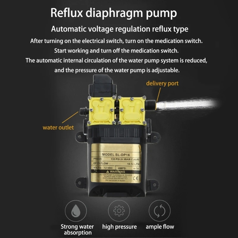 

Agricultural Electric Water Pump Black Micro High Pressure Diaphragm Water Pump Water Sprayer Car Wash Dual-Core Power Dropship