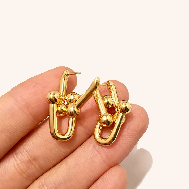 

Fashion Silver Color Earrings for Women Creative Simple U-Shape France Gold Plated Elegant Party Jewelry Gift