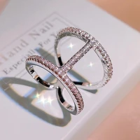 hoyon new popular style round hollow rhinestone ring for women party jewelry diamond ring female cross sliver 925 color ring box