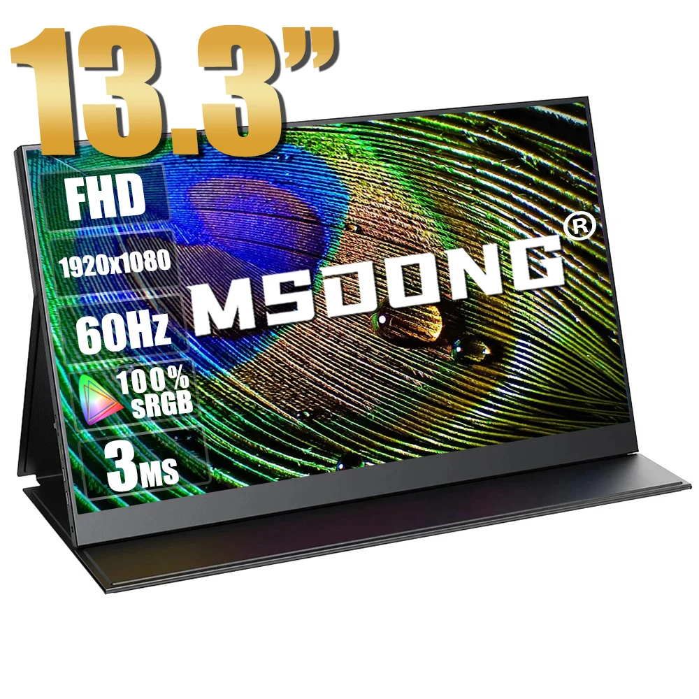 

Portable Monitor 13.3 inch 1080P PC Gamer Monitor with HDR Type C HDMI Gaming Display Monitor for Xbox PS4/5 Switch Laptop