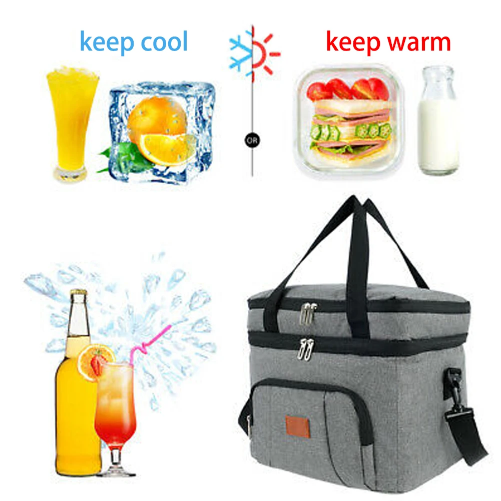 

New Thermal Insulated Cooler Bags 24L Women Men Picnic Lunch Bento Box Trips BBQ Meal Ice Zip Pack Accessories Supplies Products