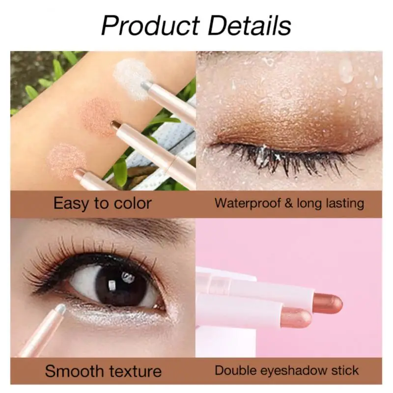 

Double Head Eyeshadow Stick Waterproof Cosmetic Eye Shadow Pen Highlighter Cream Pencil Lying Silkworm Eye Shadow For Women
